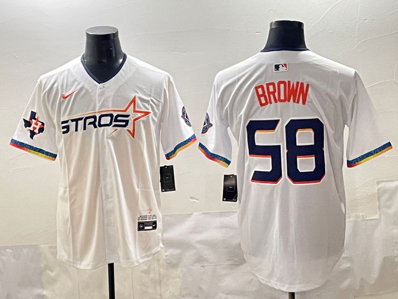 Men Houston Astros #58 Brown White Fourth generation Joint Name 2025 Nike MLB Jersey style 8->houston astros->MLB Jersey